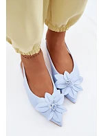 Dámské sandály na ploché podrážce s květem modré model 22102837 - Boto