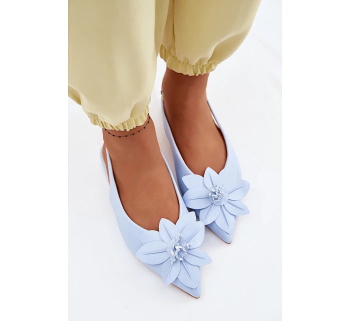 Dámské sandály na ploché podrážce s květem modré model 22102837 - Boto