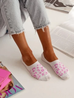 Dámske bavlnené ponožky s motívom pantera - biele a ružové
