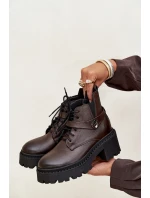 Dámske členkové topánky so zdobeným pásikom Zazoo - čokoládové Dámske členkové topánky so zdobeným pásikom Zazoo - čokoládové