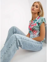 Dámská halenka WN BZ model 18837891 Světle modrá s květy RUE PARIS - FPrice Dámská halenka WN BZ model 18837891 Světle modrá s květy RUE PARIS - FPrice