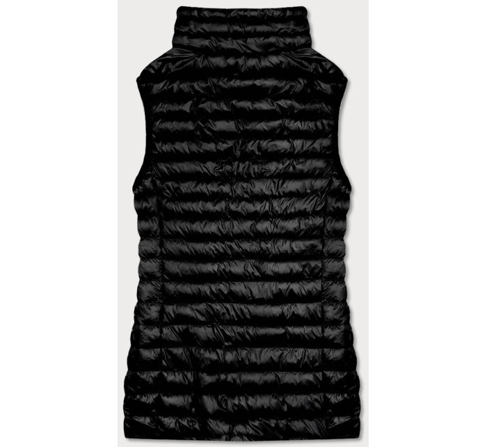 Krátka čierna dámska prešívaná vesta (5M702-392)