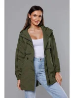 Tenká dámska bunda v khaki farbe s podšívkou (B8119-11) Tenká dámska bunda v khaki farbe s podšívkou (B8119-11)