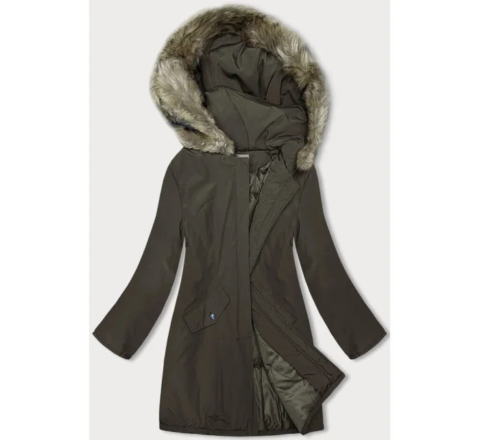 Dámska zimná bunda v khaki farbe (M-R45)