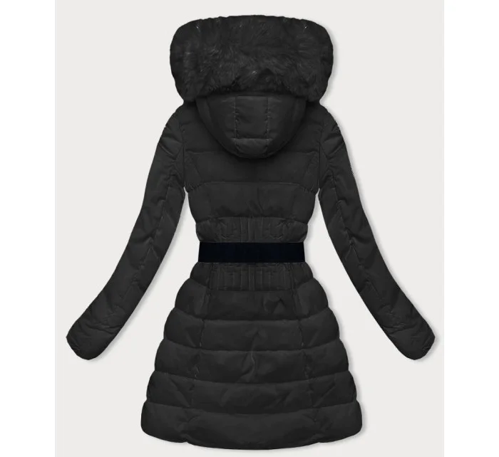 Dámska čierna páperová zimná bunda (2M-007)
