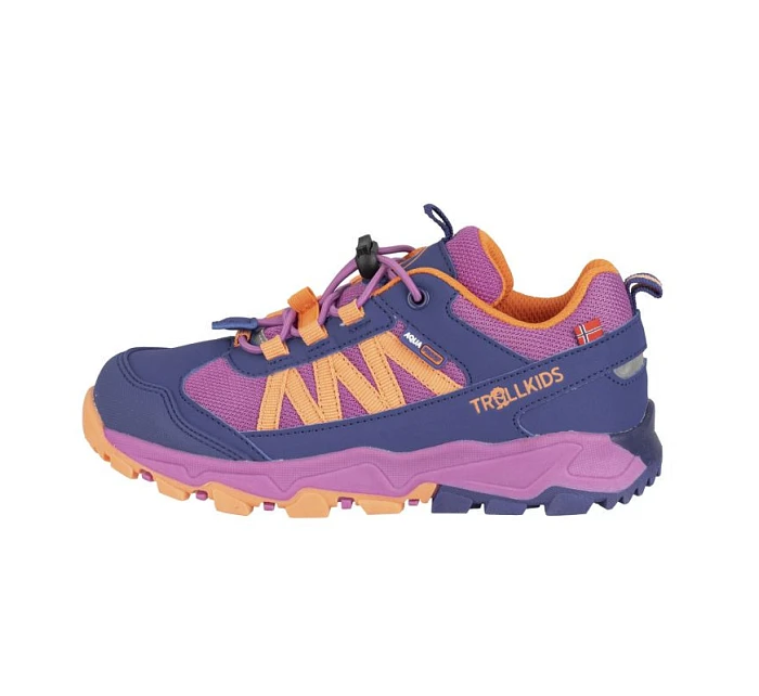 Trollkids Kids Tronfjell Hiker Low violet blue/mallow pink/papaya nepremokavé turistické topánky pre chlapcov/dievčatá (475-111)