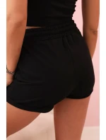 Dámske bavlnené šortky s gumou a šnúrkou v páse čierne
