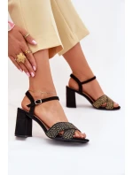 Dámské sandály na podpatku černé model 21702328 - Boto