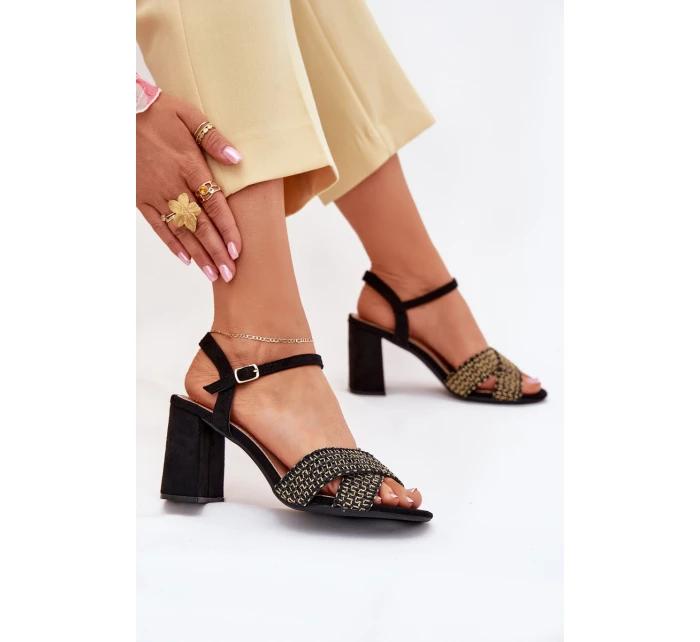 Dámské sandály na podpatku černé model 21702328 - Boto