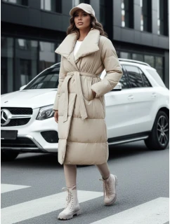 Dámsky zimný dlhý prešívaný kabát FAVI béžový FashionStreet TY4572