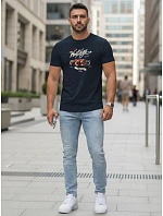 Koszulka męska z nadrukiem retro granatowa model 22161413 - FashionStreet