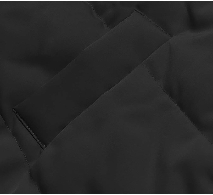 Čierna-khaki dlhá dámska obojstranná vesta (B8137-1)