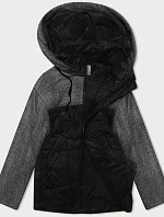 Voľná bunda s odnímateľnou kapucňou Vaston black-melange (SJ218-036#)