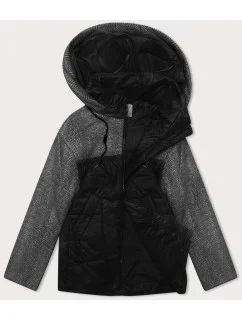 Čierno-oranžová voľne padnúca bunda s odnímateľnou kapucňou Vaston (SJ218-036#)