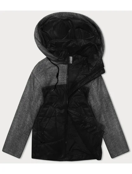 Voľná bunda s odnímateľnou kapucňou Vaston black-melange (SJ218-036#) Voľná bunda s odnímateľnou kapucňou Vaston black-melange (SJ218-036#)