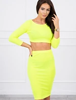 Súprava blúzky a sukne neónovo žltá