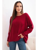 Dámský svetr s delším zadním dílem a  bordó model 21731264 - K-Fashion