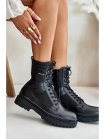 Skórzane Trapery Botki Męskie Ocieplane Big Star OO174164 Czarne Skórzane Trapery Botki Męskie Ocieplane Big Star OO174164 Czarne