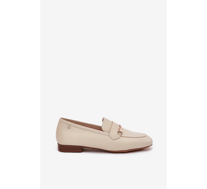 Skórzane Półbuty Mokasyny Damskie Maciejka K6809-04 Beżowe