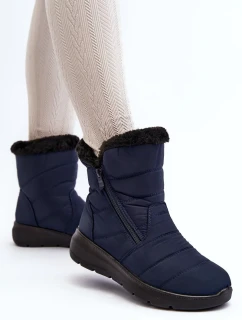 Dámské sněhule na zip s kožíškem, tmavě modrá Zeuna