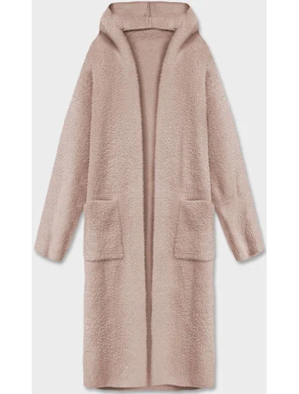 Dlouhý béžový vlněný přehoz přes oblečení typu alpaka s kapucí model 18059173 - MADE IN ITALY Dlouhý béžový vlněný přehoz přes oblečení typu alpaka s kapucí model 18059173 - MADE IN ITALY