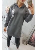 Mikina s kapucňou a nášivkami grafitová