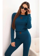 Dámská bavlněná souprava s dlouhým rukávem a legínami mořská Dámská bavlněná souprava s dlouhým rukávem a legínami mořská