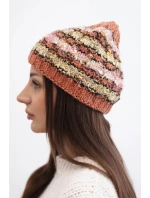 Dámska zimná čiapka s farebným vláknom a elastickou šnúrkou K352 červená