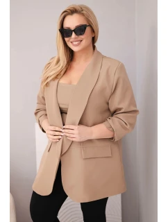 Dámské sako Plus Size elegantní tmavě model 22022751 - K-Fashion