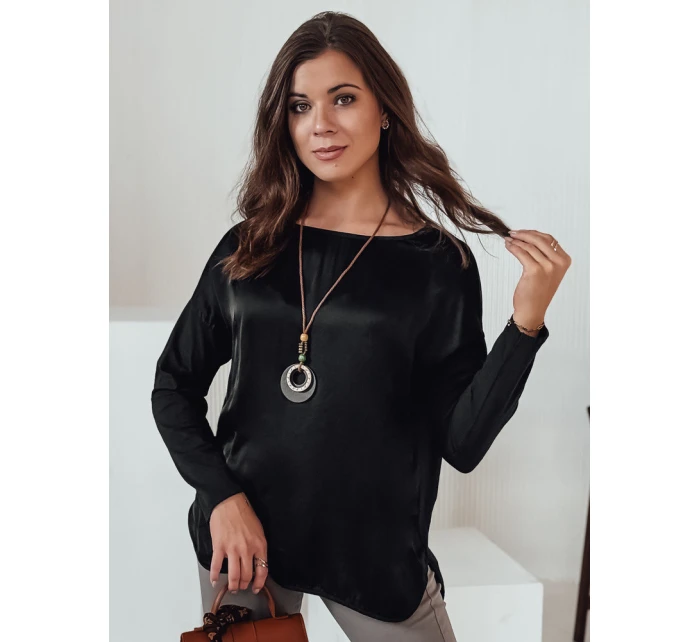 SILKINEA dámska blúzka oversize s príveskom čierna FashionStreet RY2668