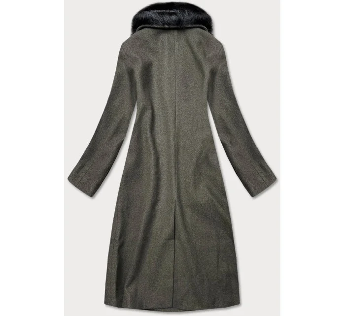 Dlouhý kabát v khaki barvě s límcem model 15837924 - Ann Gissy