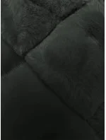 Dámská zimní bunda v army barvě s ozdobnou kožešinou model 21246207 - J.STYLE