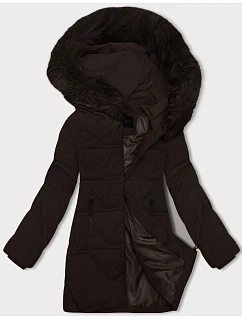 Dámská zimní bunda v čokoládové barvě s kapucí model 21439668 - J.STYLE