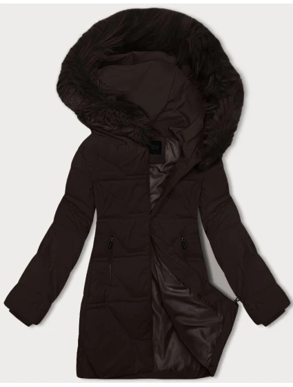 Dámská zimní bunda v čokoládové barvě s kapucí model 21439668 - J.STYLE Dámská zimní bunda v čokoládové barvě s kapucí model 21439668 - J.STYLE