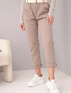 Dámské bavlněné kalhoty s páskem a ohrnutými nohavicemi fango
