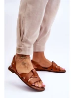 Pohodlné kožené sandály hnědé model 21617507 - Zazoo Pohodlné kožené sandály hnědé model 21617507 - Zazoo