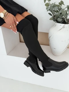 Dámske čižmy nad kolená čierne FashionStreet ZY1006