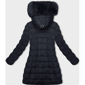 Tmavomodrá dámska zimná bunda s kapucňou (LHD-23013)