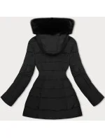 Čierna dámska zimná bunda s kožušinou J Style (11Z8096)