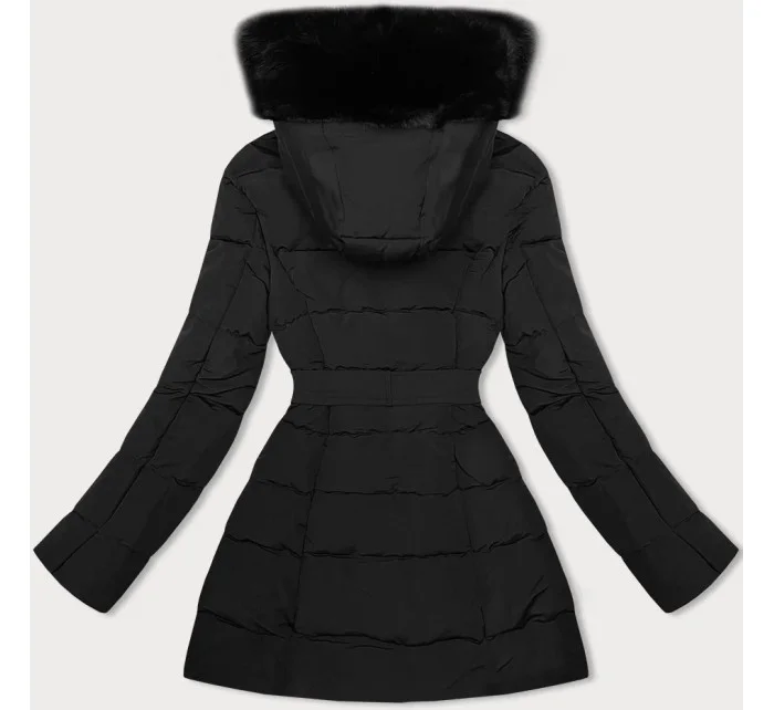 Čierna dámska zimná bunda s kožušinou J Style (11Z8096)