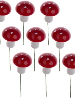 DEKORATÍVNE FIGÚRKY HUBY MUCHOTRÁVKY NA DRÔTE 9KS