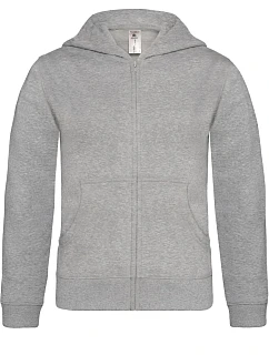 B&C Hooded Full Zip /kids Detská mikina s kapucňou 01.0682 heather grey