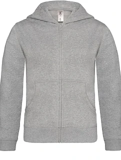 B&C Hooded Full Zip /kids Dětská mikina s kapucí 01.0682 heather grey