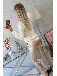 Dvojvrstvové velúrové nohavice béžové