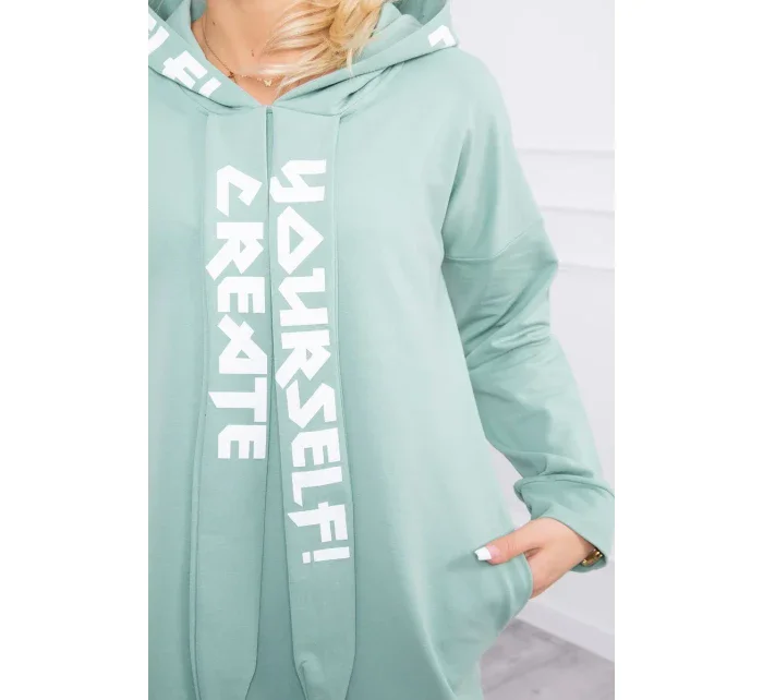 Oversize šaty s kapucí tmavě mátové