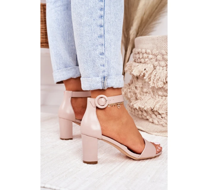 Sandały Damskie Na Słupku Pudrowy Róż Lexi Sandały Damskie Na Słupku Pudrowy Róż Lexi