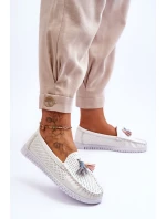 Dámské prolamované kožené mokasíny Bílé model 21618157 - EVENTO