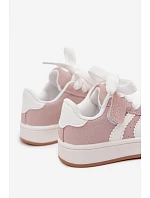 Detské športové tenisky so suchým zipsom z imitácie kože Dirty pink Zoya