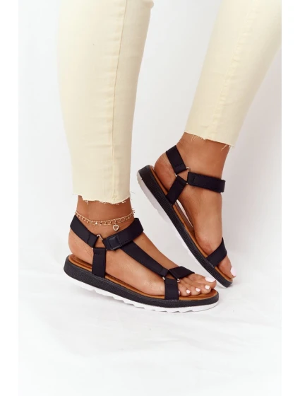 Damskie Sandały Na Gumowej Podeszwie Czarne Stranger