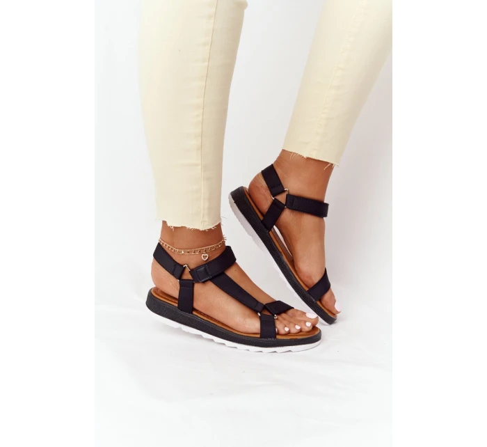 Damskie Sandały Na Gumowej Podeszwie Czarne Stranger